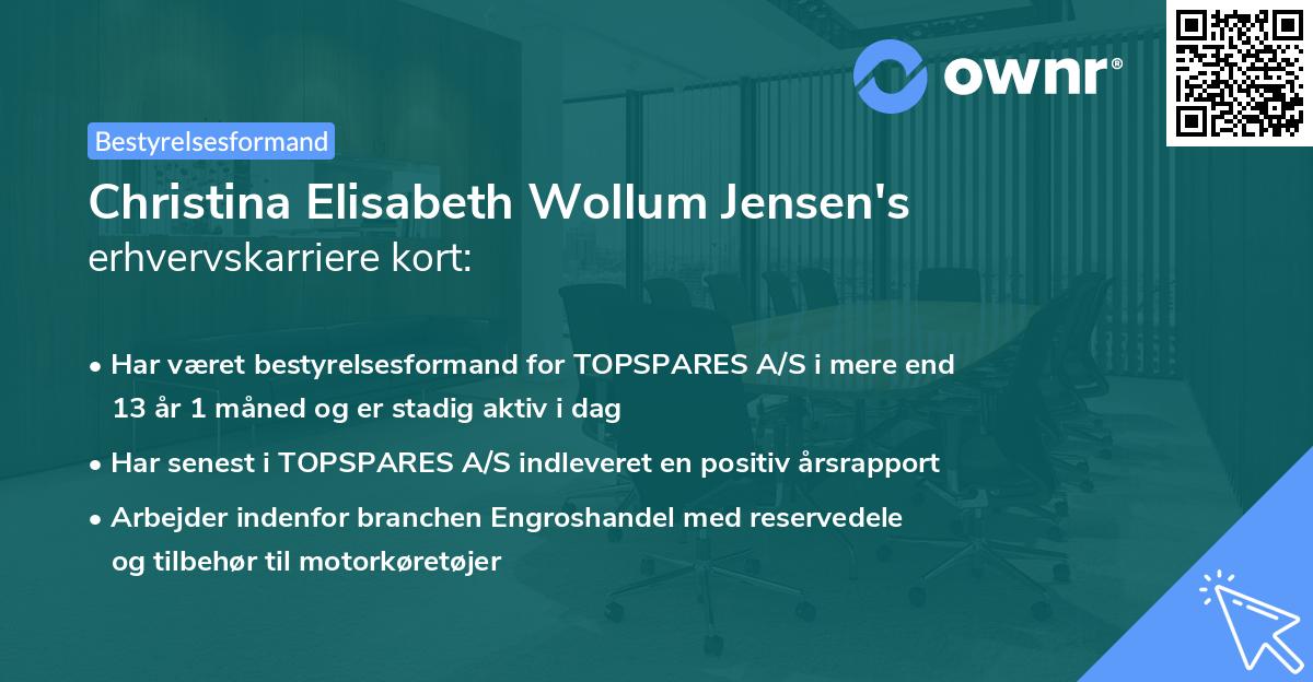 Christina Elisabeth Wollum Jensen's erhvervskarriere kort