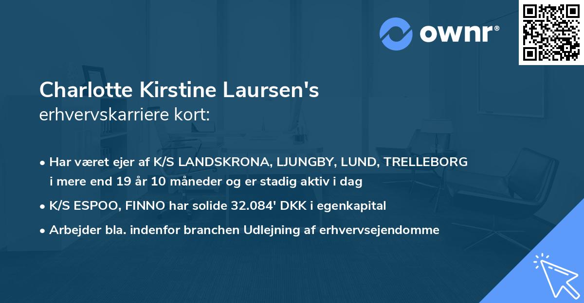 Charlotte Kirstine Laursen's erhvervskarriere kort