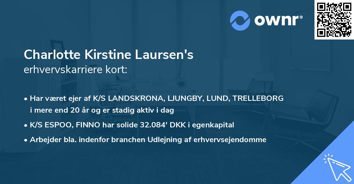 Charlotte Kirstine Laursen's erhvervskarriere kort