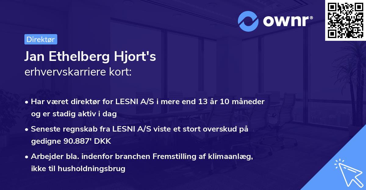 Jan Ethelberg Hjort's erhvervskarriere kort