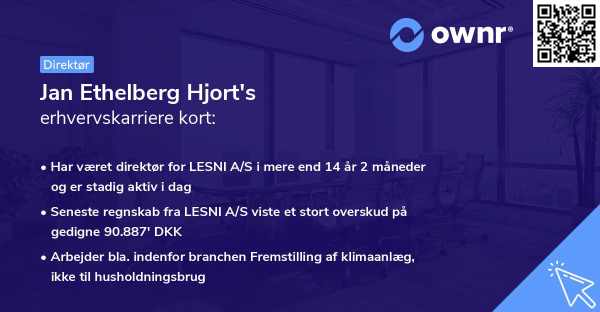 Jan Ethelberg Hjort's erhvervskarriere kort