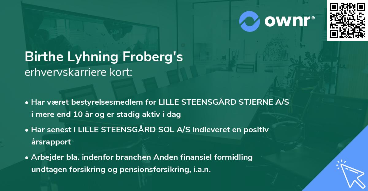 Birthe Lyhning Froberg's erhvervskarriere kort