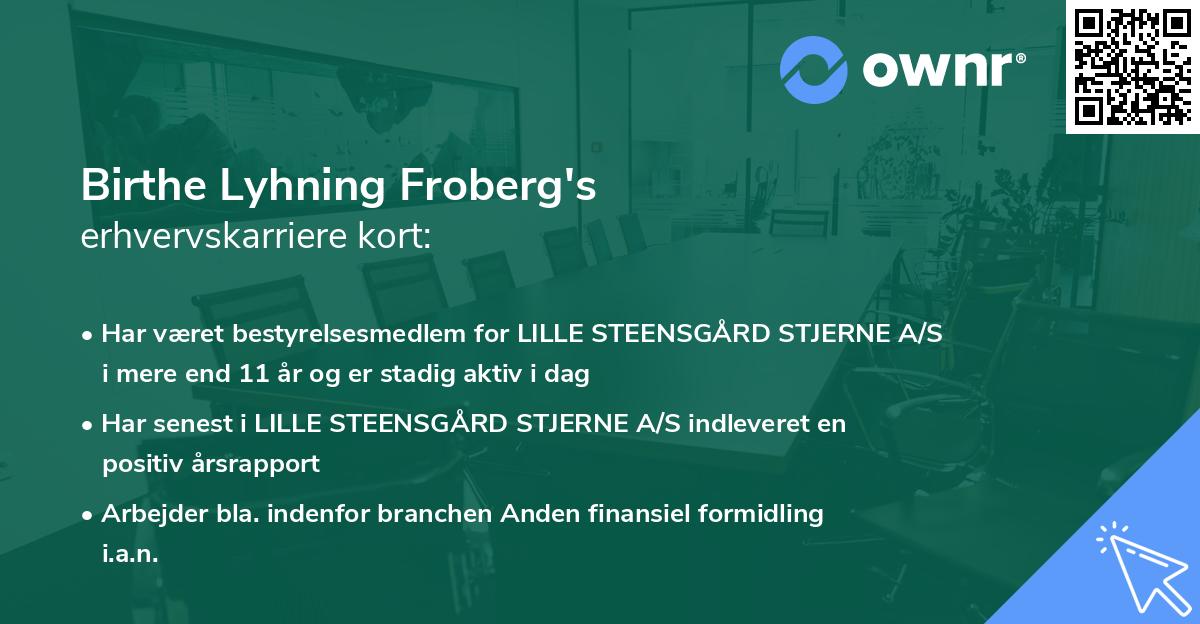 Birthe Lyhning Froberg's erhvervskarriere kort