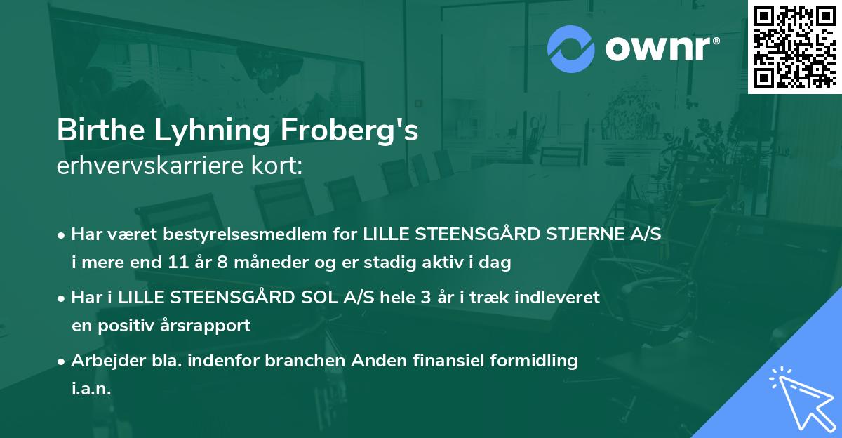 Birthe Lyhning Froberg's erhvervskarriere kort