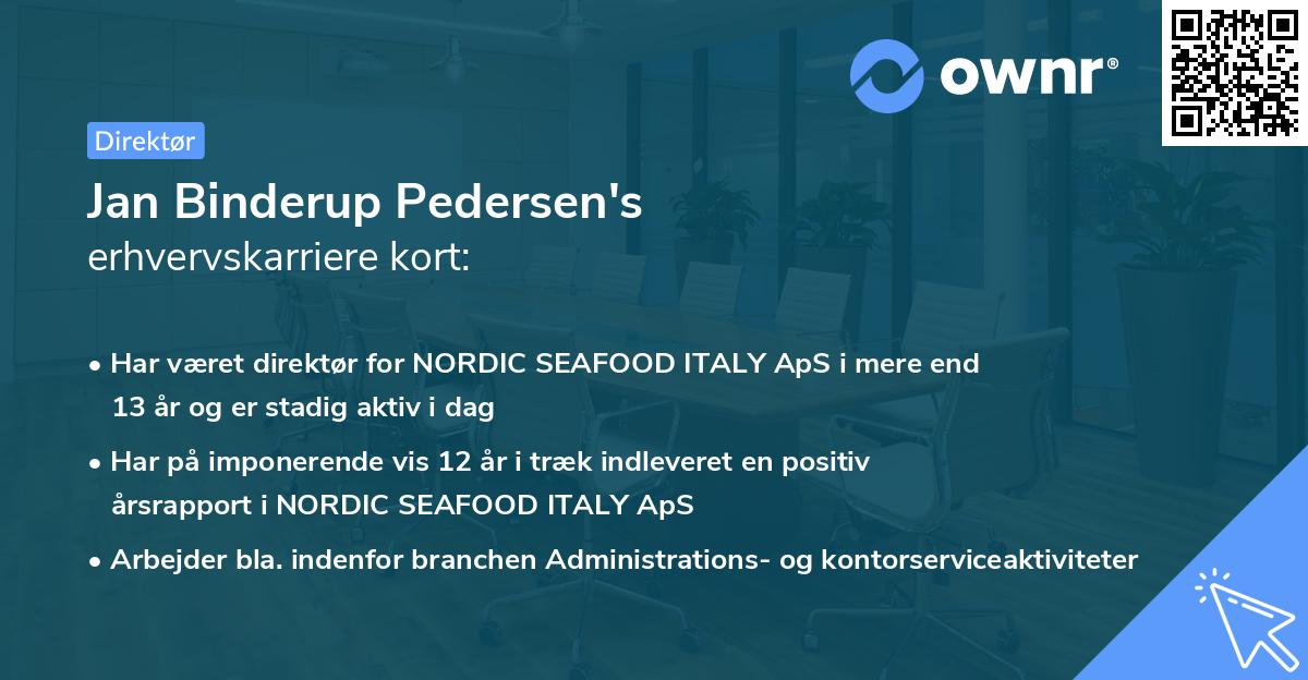 Jan Binderup Pedersen's erhvervskarriere kort