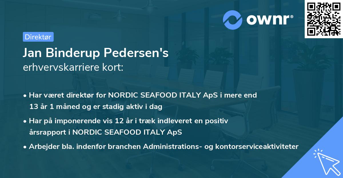 Jan Binderup Pedersen's erhvervskarriere kort