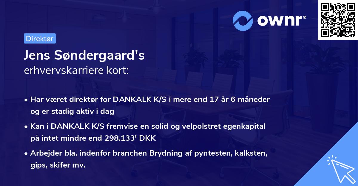 Jens Søndergaard's erhvervskarriere kort