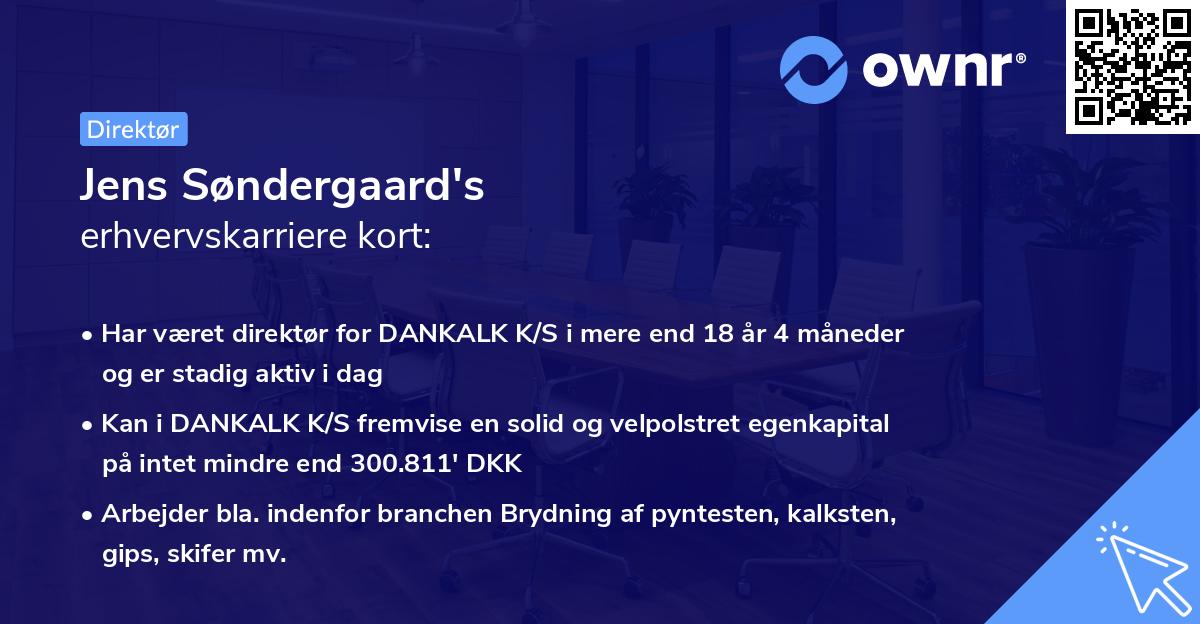 Jens Søndergaard's erhvervskarriere kort