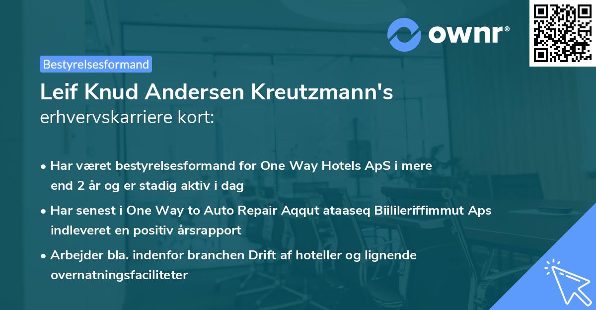 Leif Knud Andersen Kreutzmann's erhvervskarriere kort