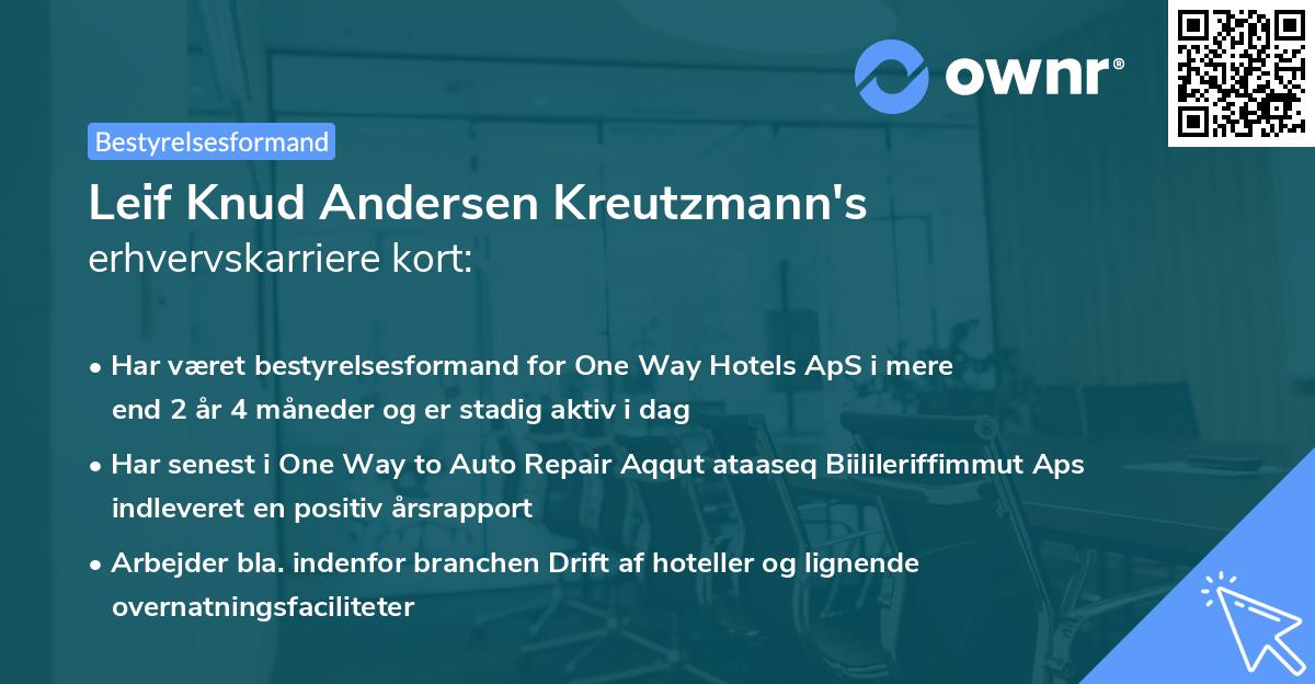 Leif Knud Andersen Kreutzmann's erhvervskarriere kort