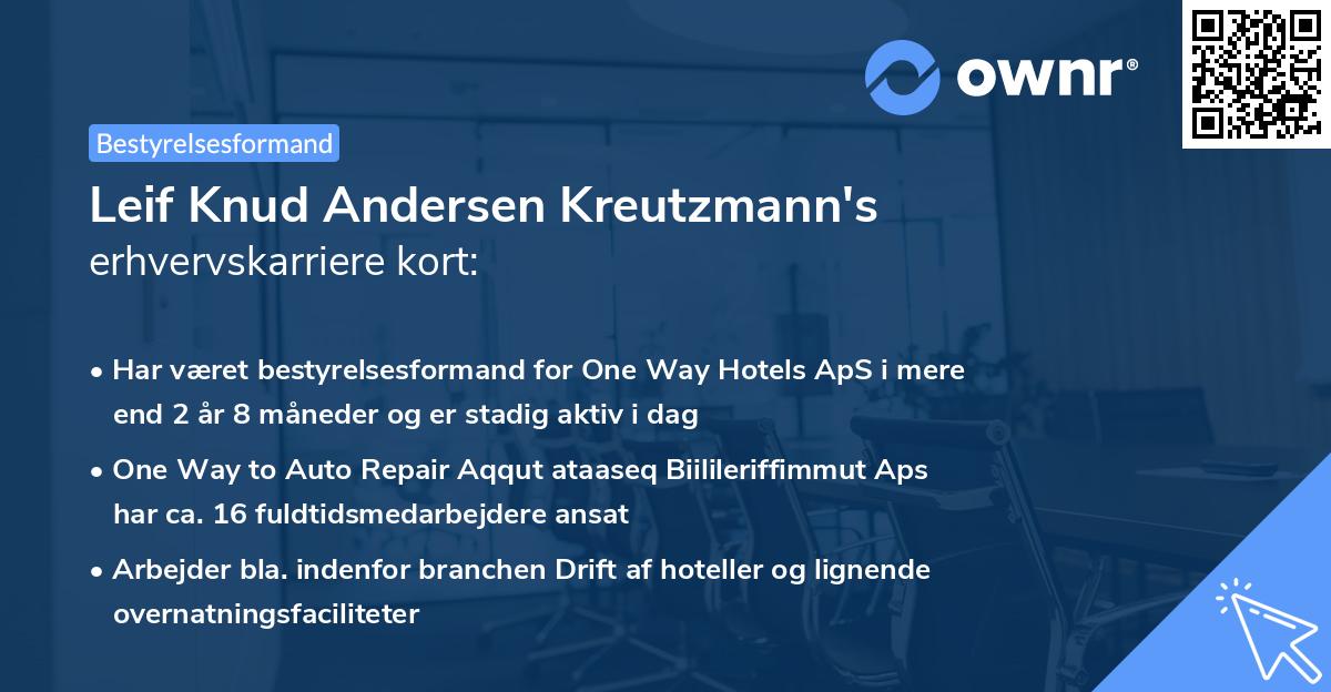Leif Knud Andersen Kreutzmann's erhvervskarriere kort
