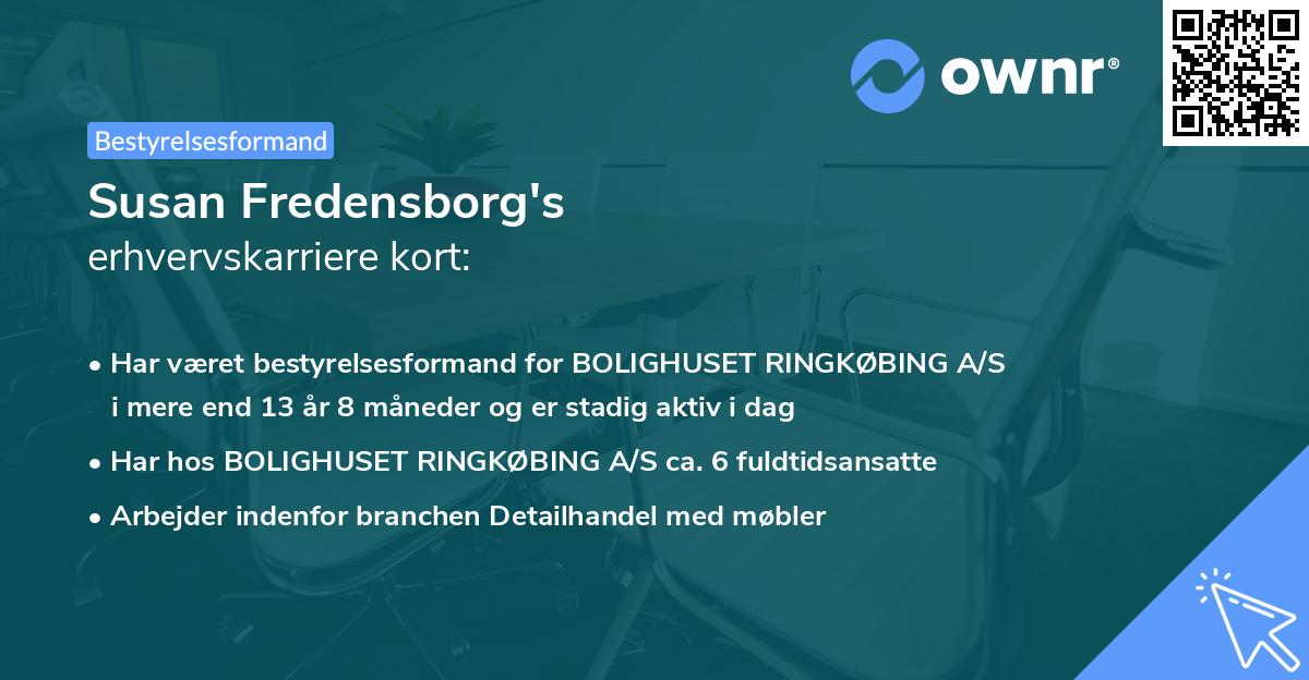 Susan Fredensborg's erhvervskarriere kort