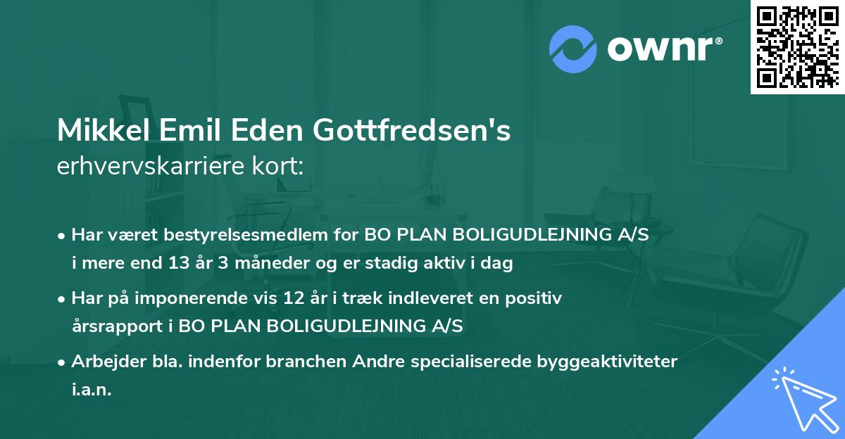 Mikkel Emil Eden Gottfredsen's erhvervskarriere kort