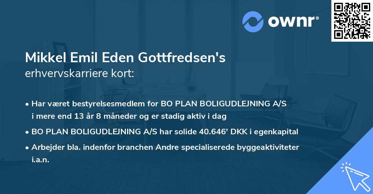 Mikkel Emil Eden Gottfredsen's erhvervskarriere kort