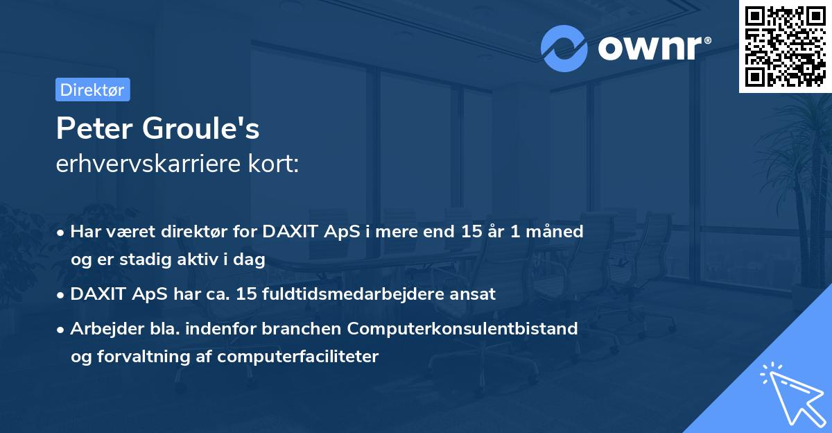 Peter Groule's erhvervskarriere kort