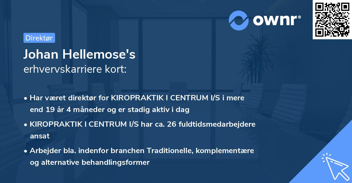 Johan Hellemose's erhvervskarriere kort