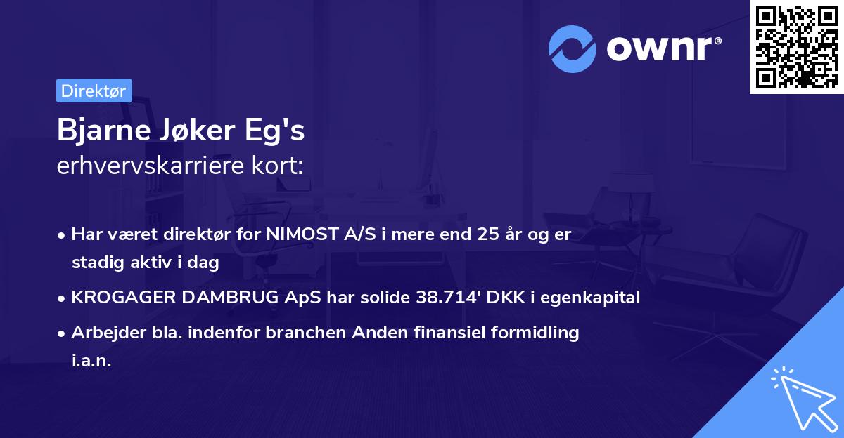 Bjarne Jøker Eg's erhvervskarriere kort