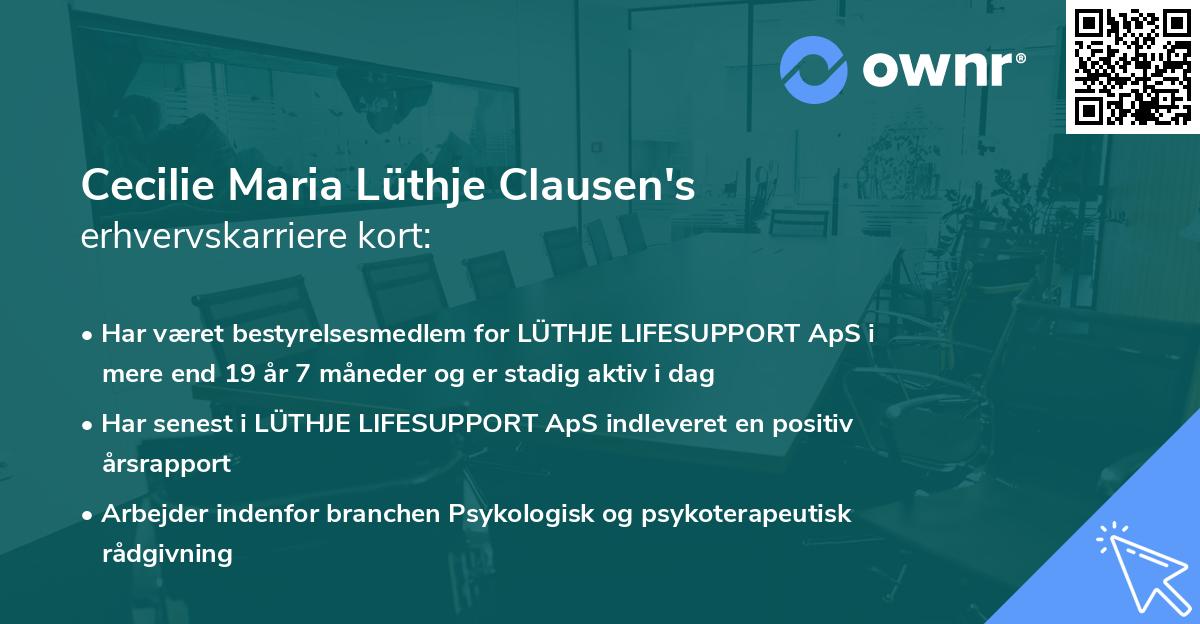 Cecilie Maria Lüthje Clausen's erhvervskarriere kort