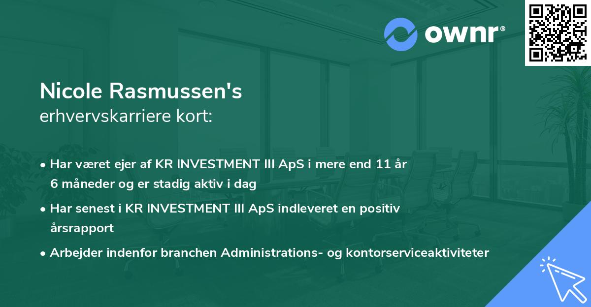 Nicole Rasmussen's erhvervskarriere kort