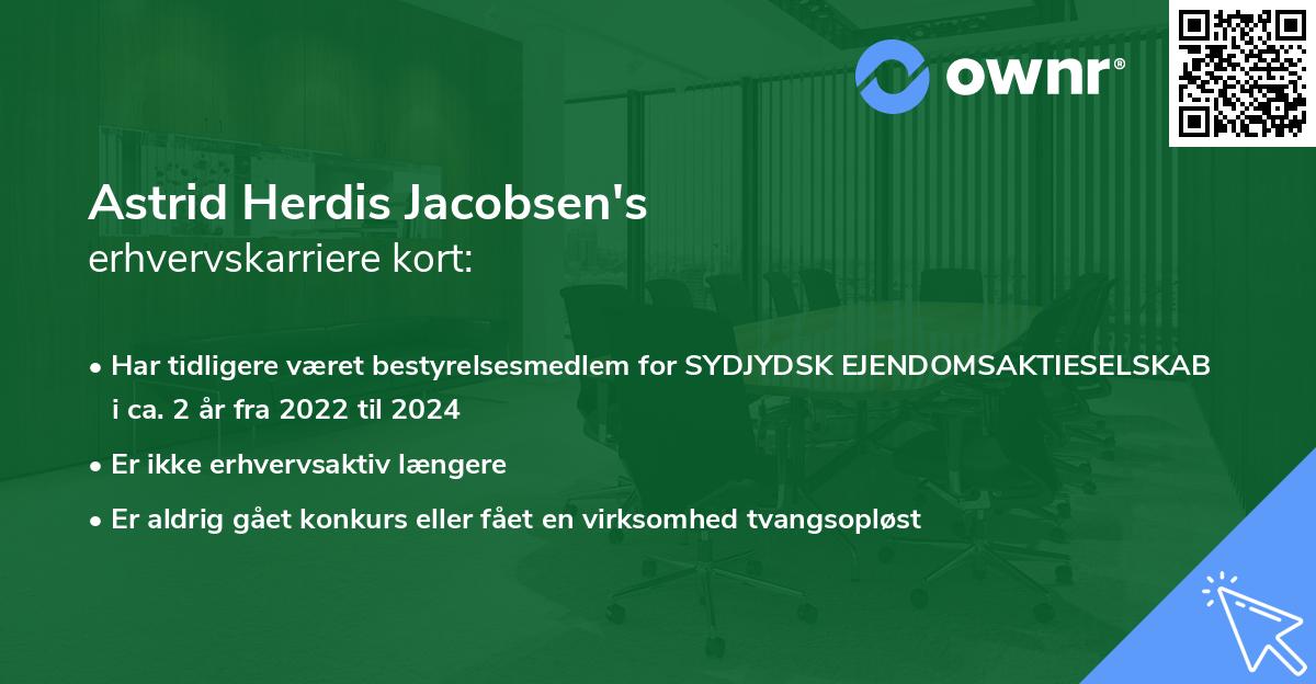 Astrid Herdis Jacobsen's erhvervskarriere kort