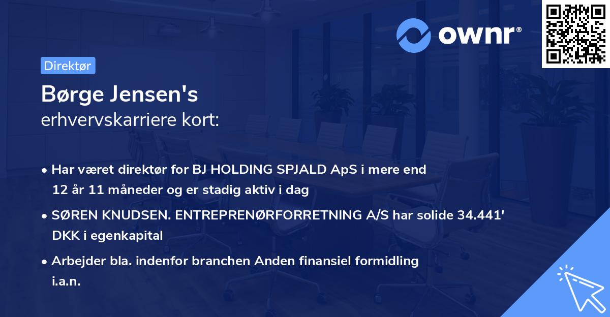 Børge Jensen's erhvervskarriere kort