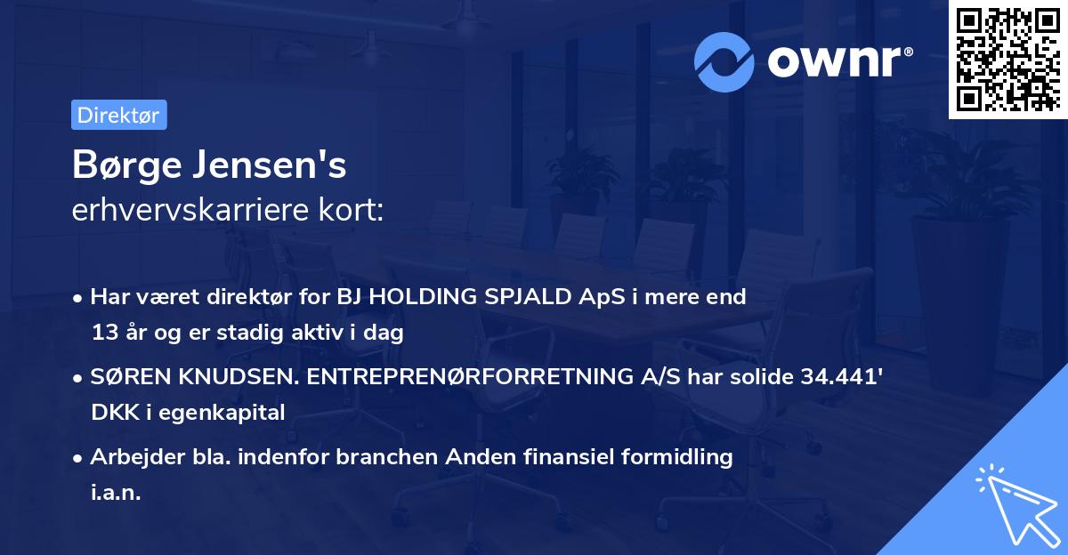Børge Jensen's erhvervskarriere kort