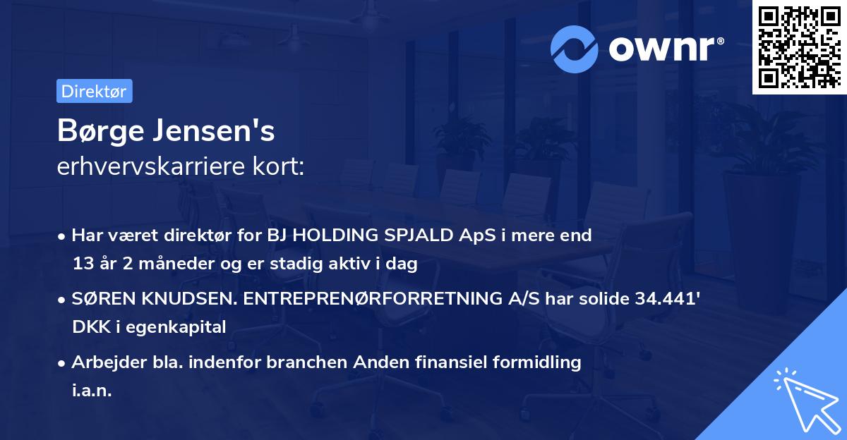 Børge Jensen's erhvervskarriere kort
