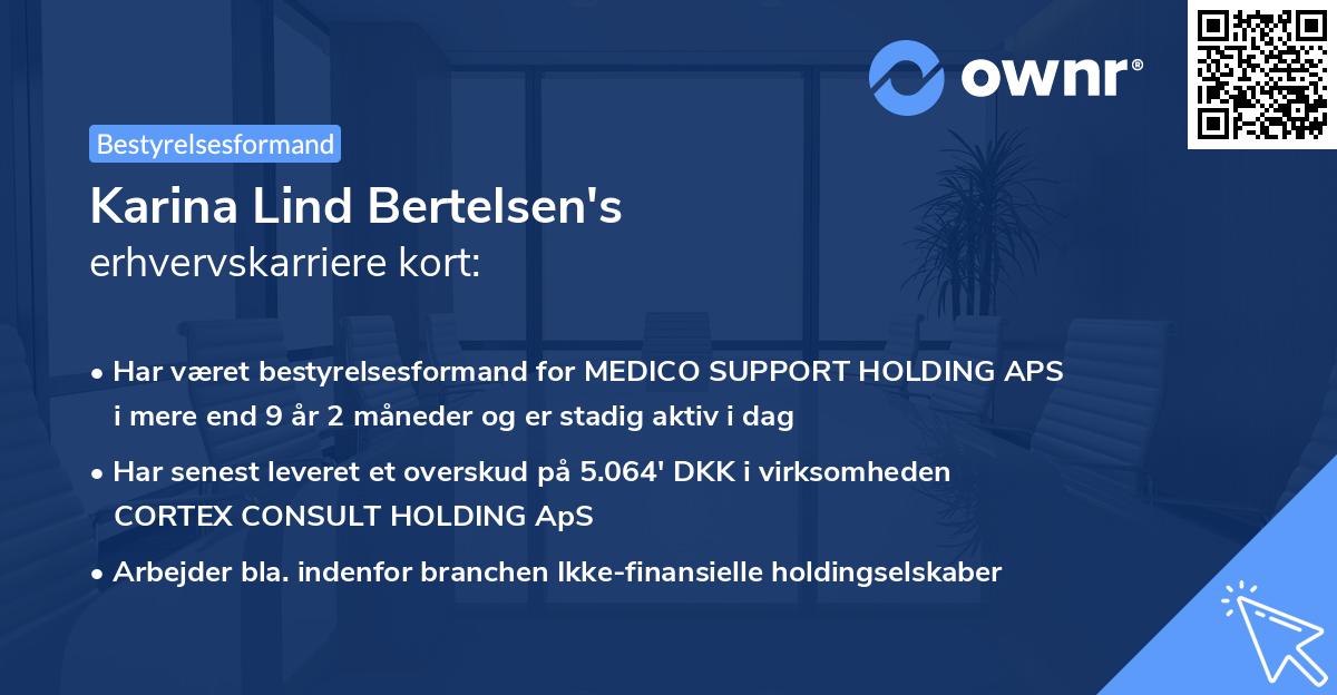 Karina Lind Bertelsen's erhvervskarriere kort