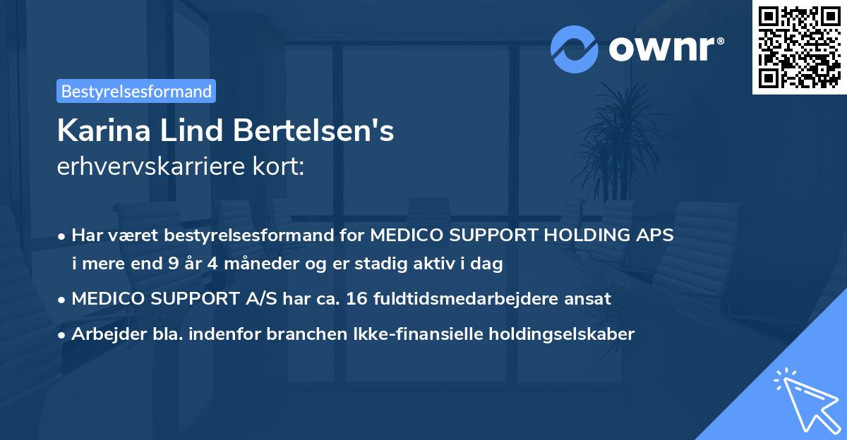 Karina Lind Bertelsen's erhvervskarriere kort