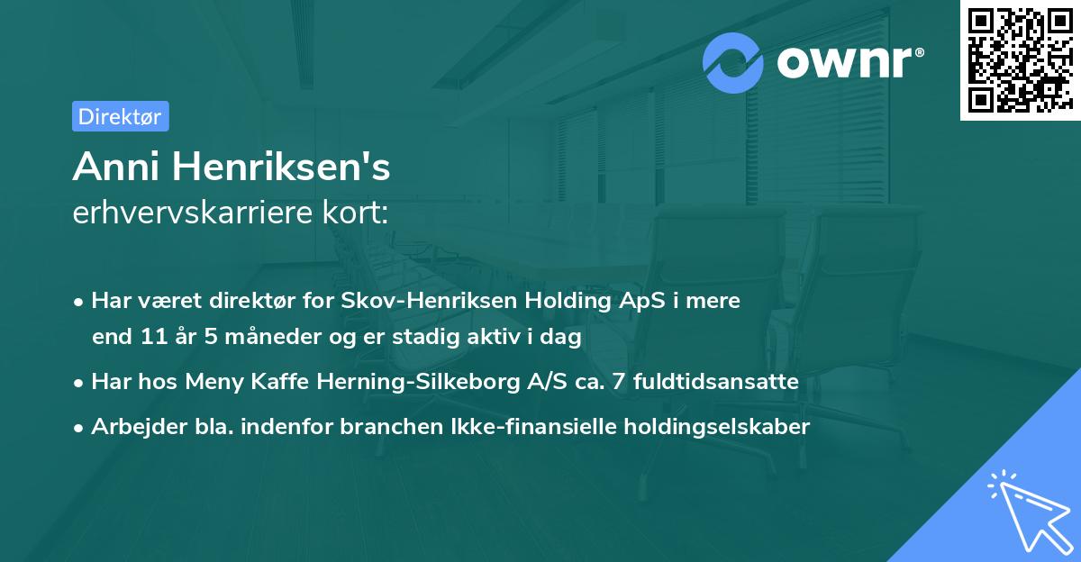 Anni Henriksen's erhvervskarriere kort