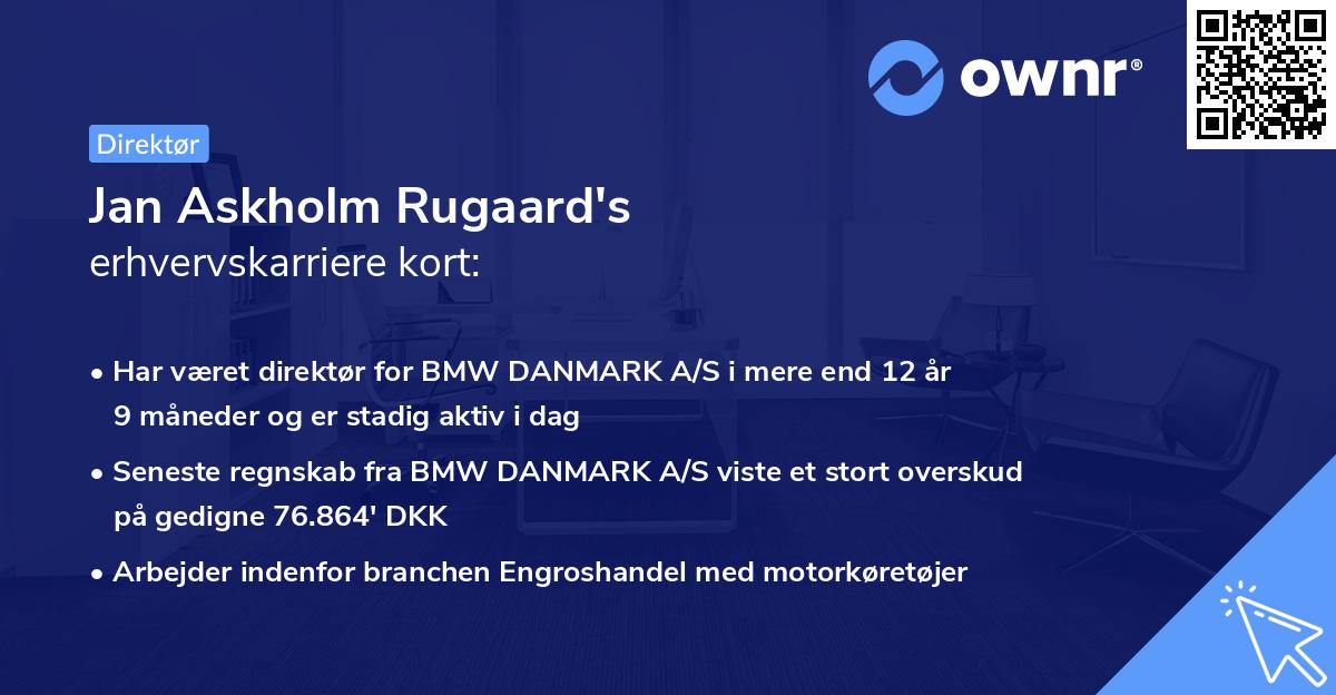 Jan Askholm Rugaard's erhvervskarriere kort