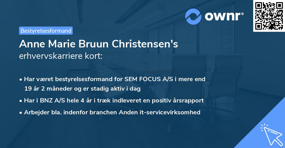 Anne Marie Bruun Christensen's erhvervskarriere kort