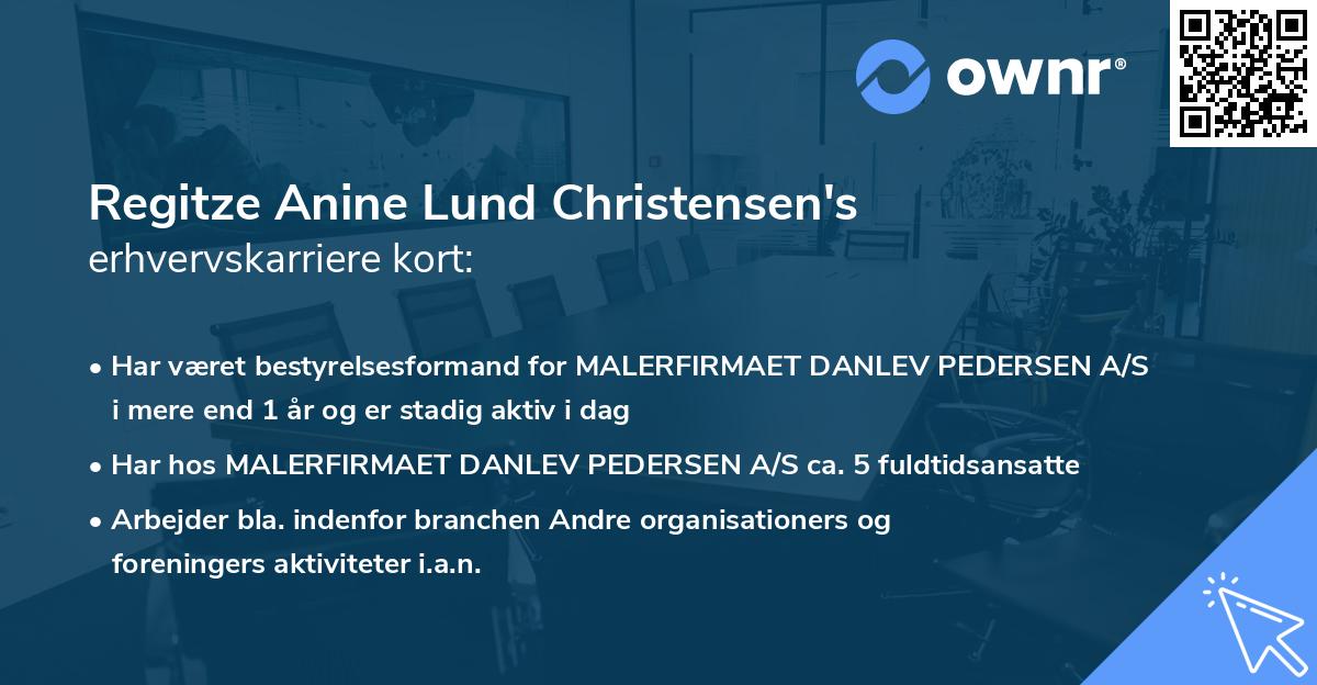 Regitze Anine Lund Christensen's erhvervskarriere kort