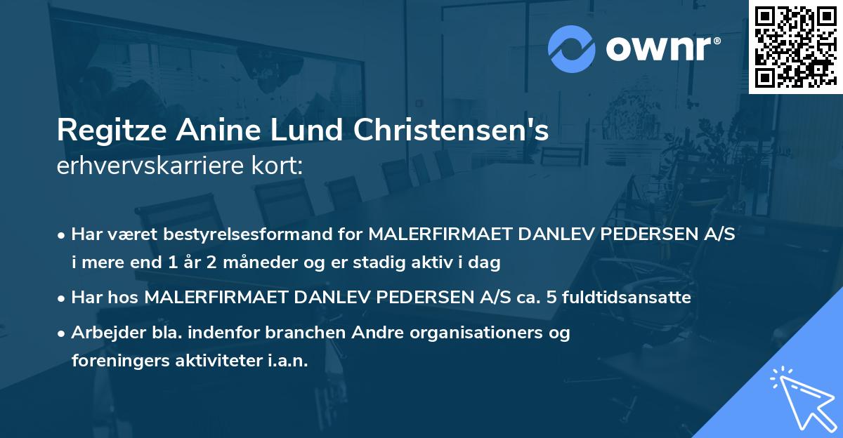 Regitze Anine Lund Christensen's erhvervskarriere kort