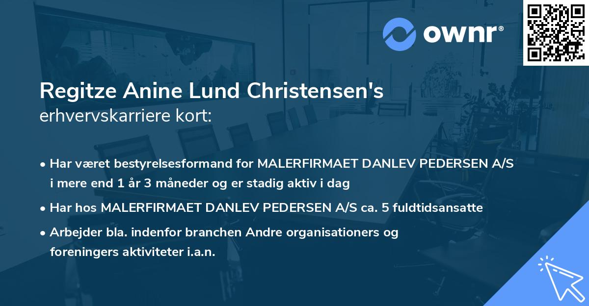 Regitze Anine Lund Christensen's erhvervskarriere kort