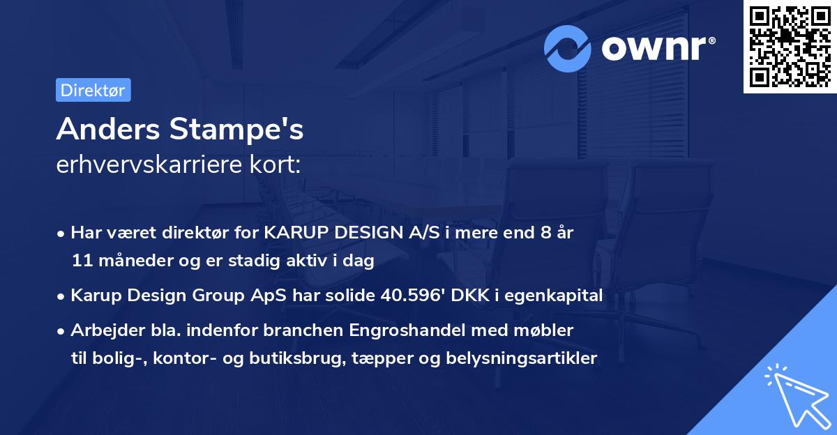 Anders Stampe's erhvervskarriere kort