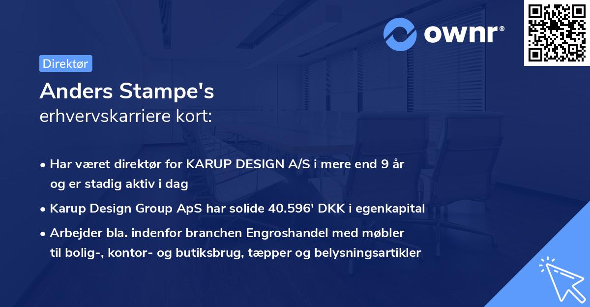 Anders Stampe's erhvervskarriere kort