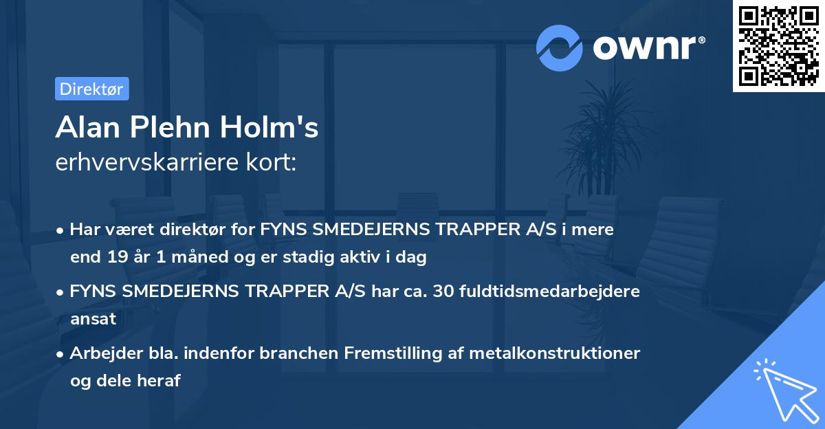 Alan Plehn Holm's erhvervskarriere kort