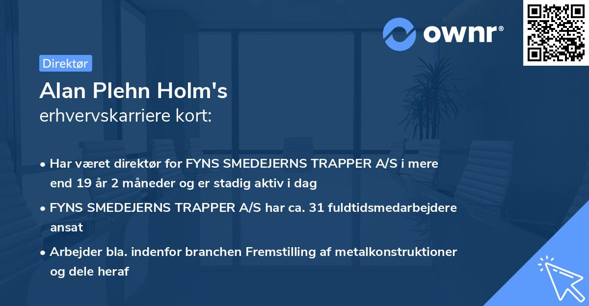 Alan Plehn Holm's erhvervskarriere kort