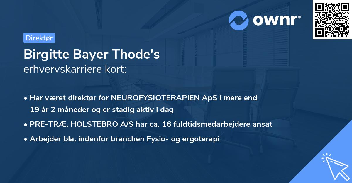 Birgitte Bayer Thode's erhvervskarriere kort
