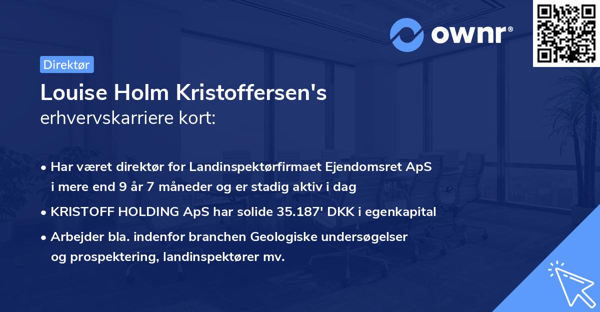 Louise Holm Kristoffersen's erhvervskarriere kort