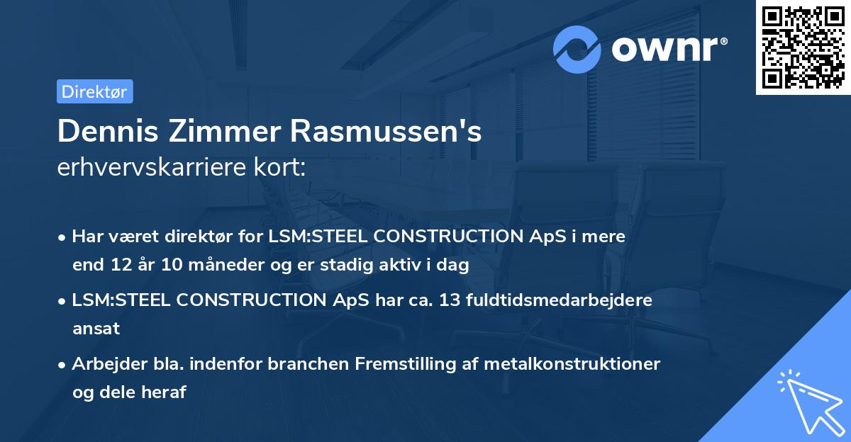 Dennis Zimmer Rasmussen's erhvervskarriere kort