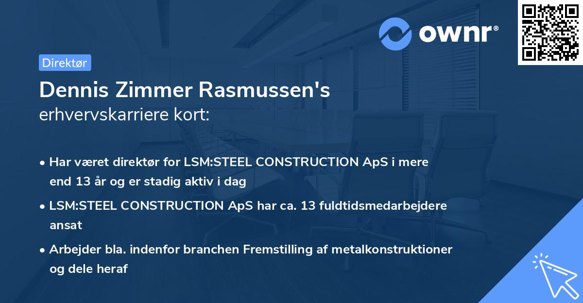 Dennis Zimmer Rasmussen's erhvervskarriere kort
