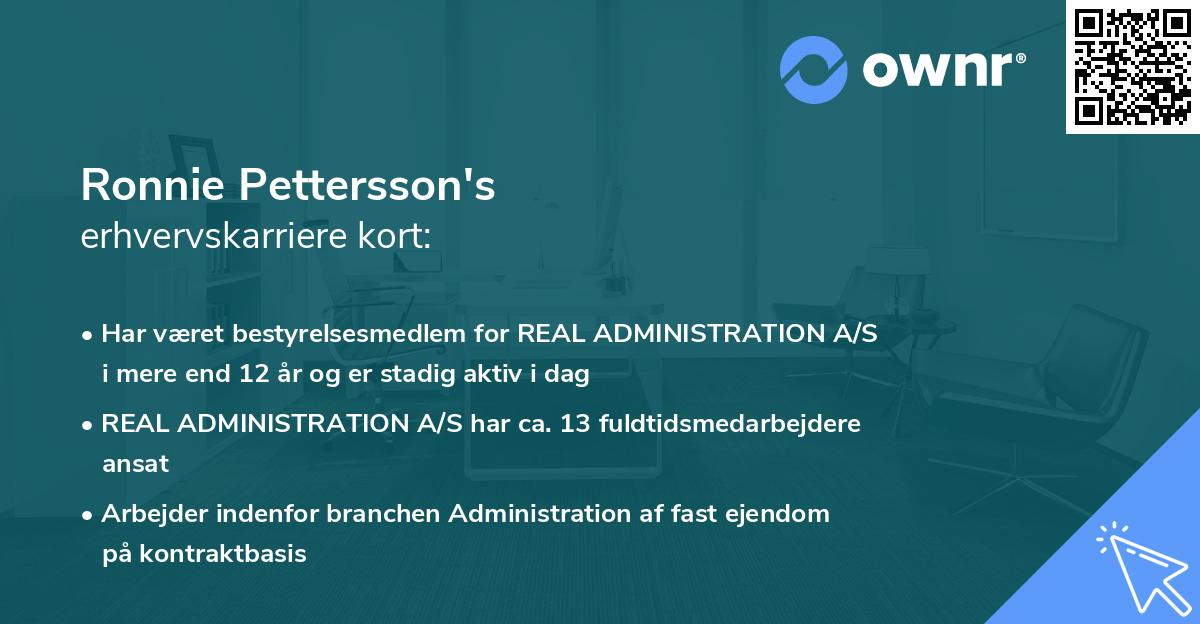Ronnie Pettersson's erhvervskarriere kort