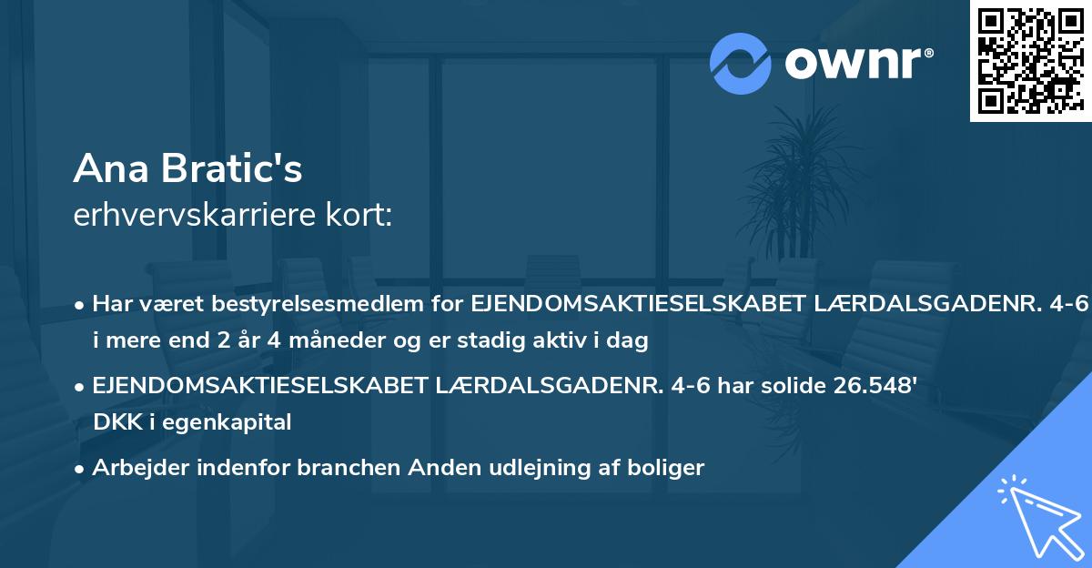 Ana Bratic's erhvervskarriere kort