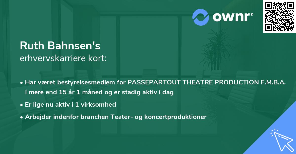 Ruth Bahnsen's erhvervskarriere kort