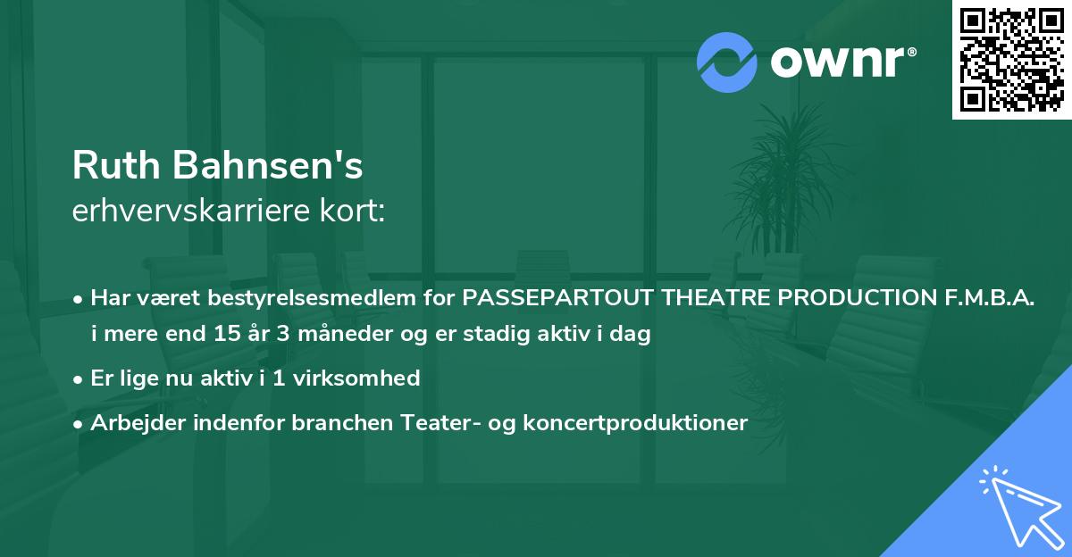 Ruth Bahnsen's erhvervskarriere kort