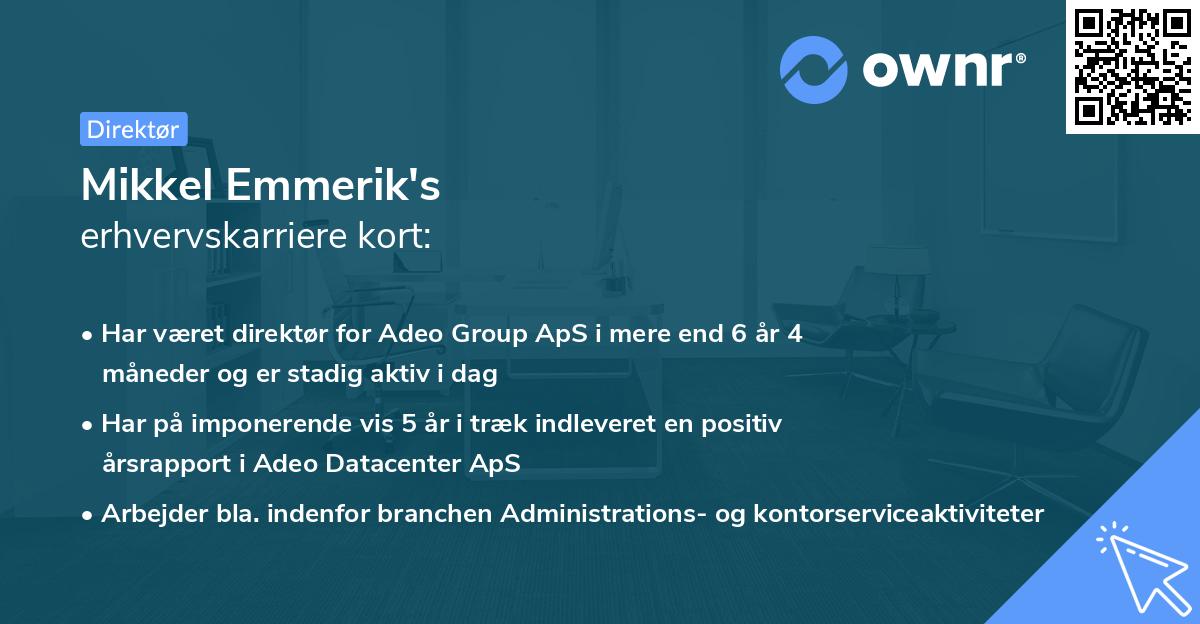 Mikkel Emmerik's erhvervskarriere kort