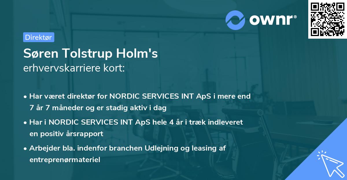 Søren Tolstrup Holm's erhvervskarriere kort