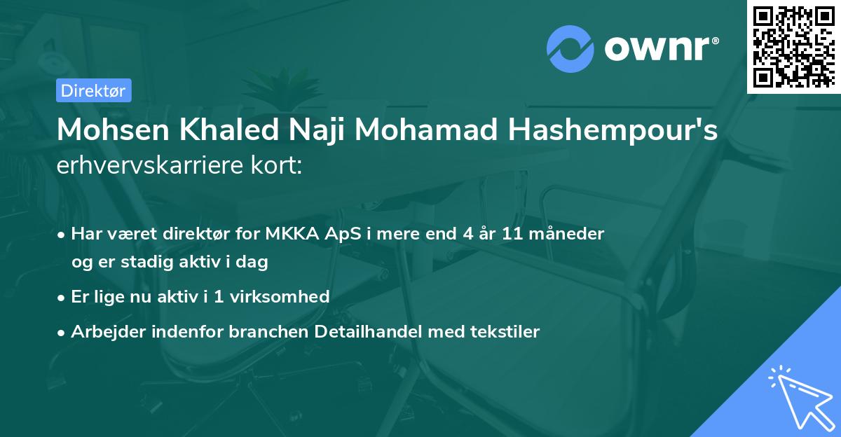 Mohsen Khaled Naji Mohamad Hashempour's erhvervskarriere kort